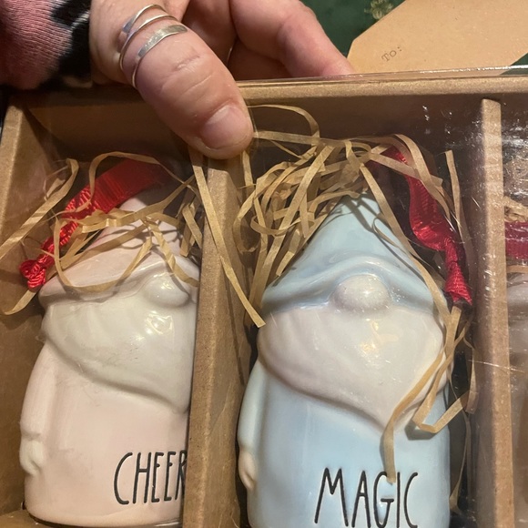NEW! Rae Dunn Set of 3 Ceramic Gnome Ornaments (Cheer, Magic and Festive) - Picture 6 of 9